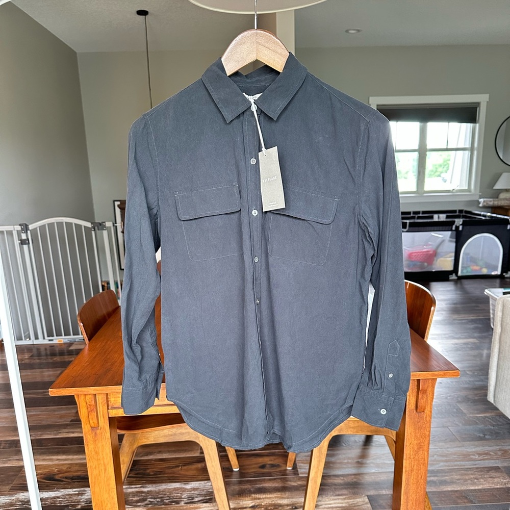 Everlane BlackThe Washable Silk Relaxed Shirt Button Up Blouse Size 0 NWT